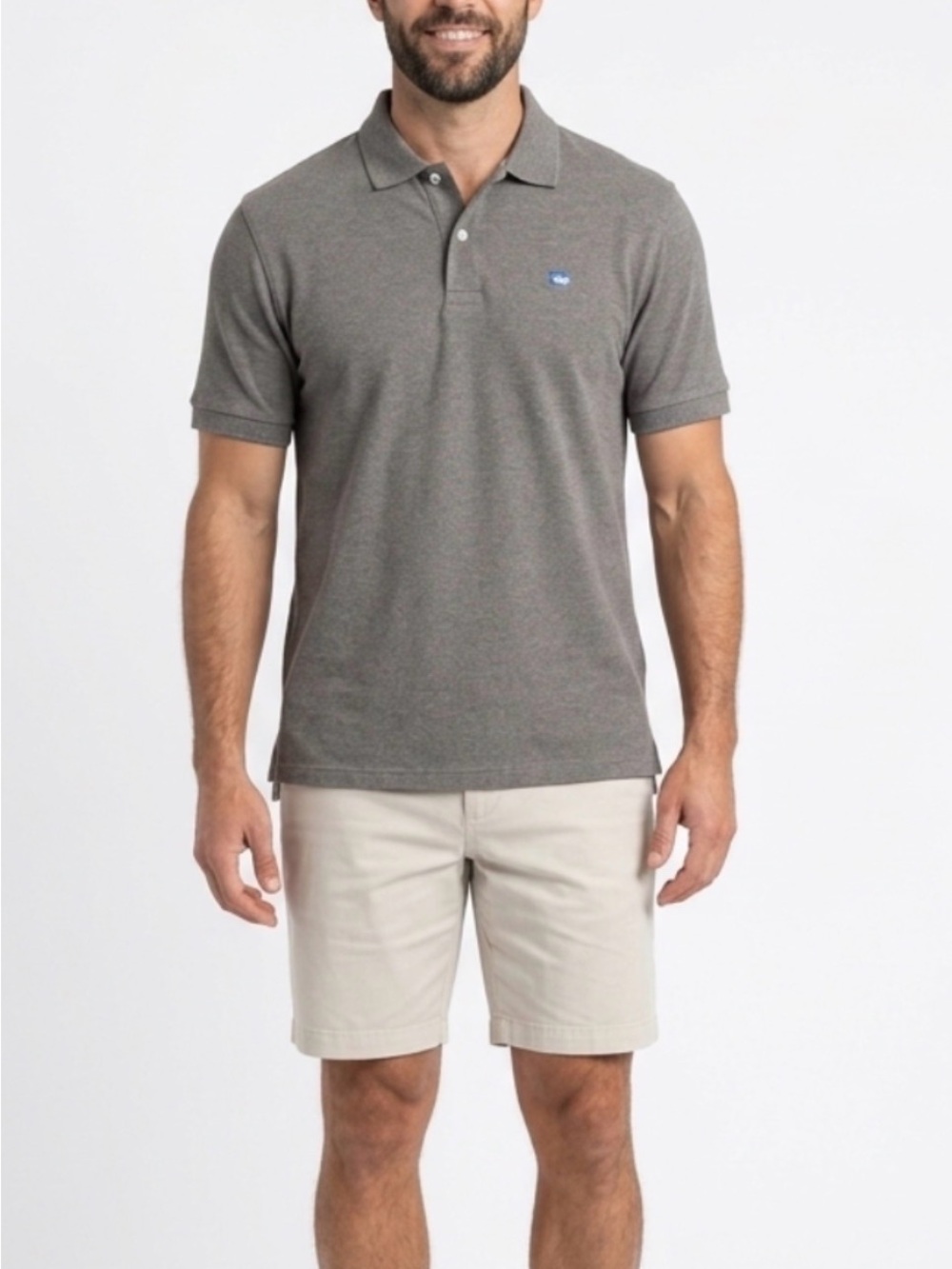 Southern Tide Skipjack Polo Shirt Mens Large Gray Cotton Logo Golf Casual Wknd